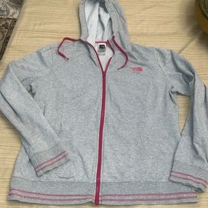 The North Face Jacket Gray Pink Hoodie jacket Size XL womens Zipper jacket